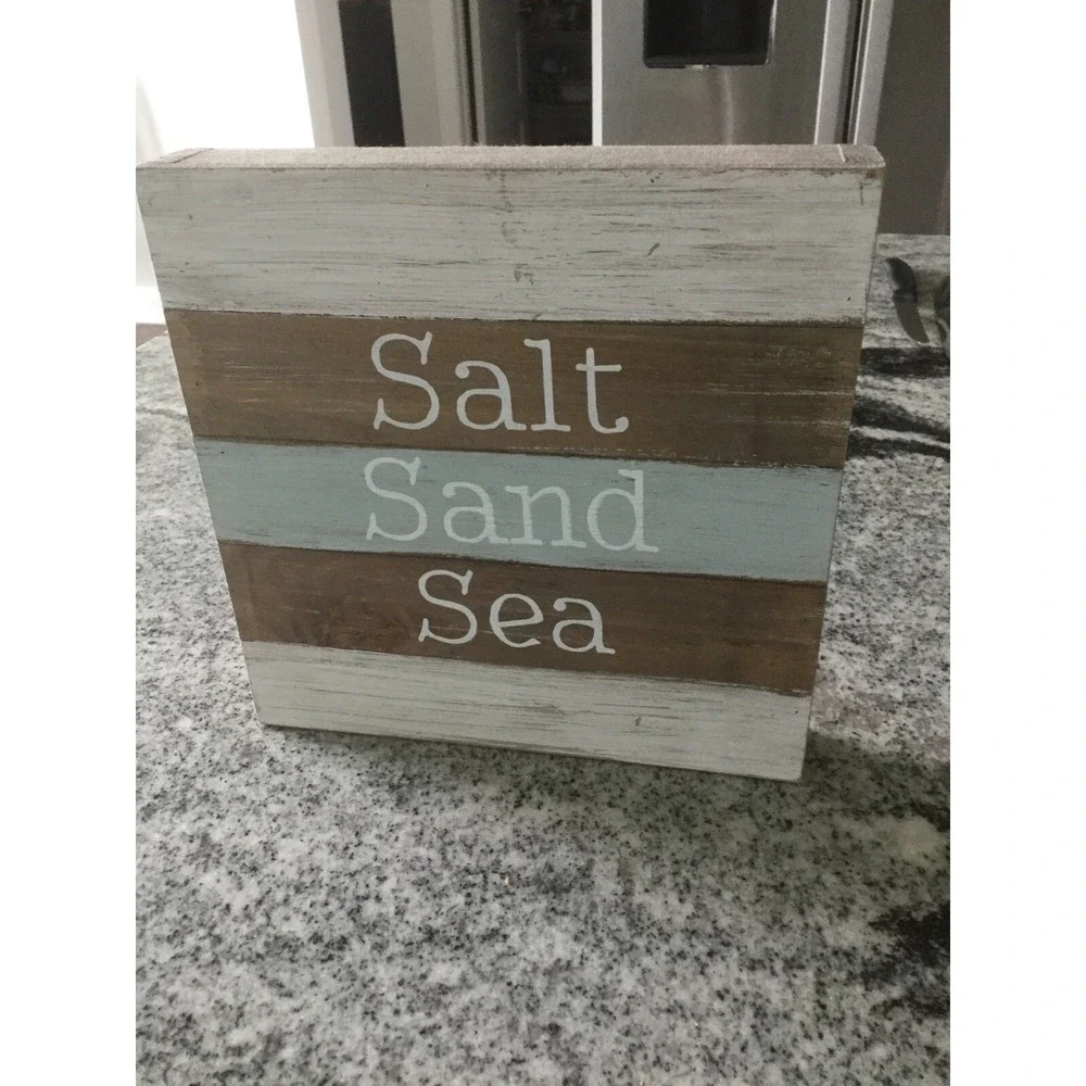 NEW Wood Plank Sign Beach Sea With Shells (A6)